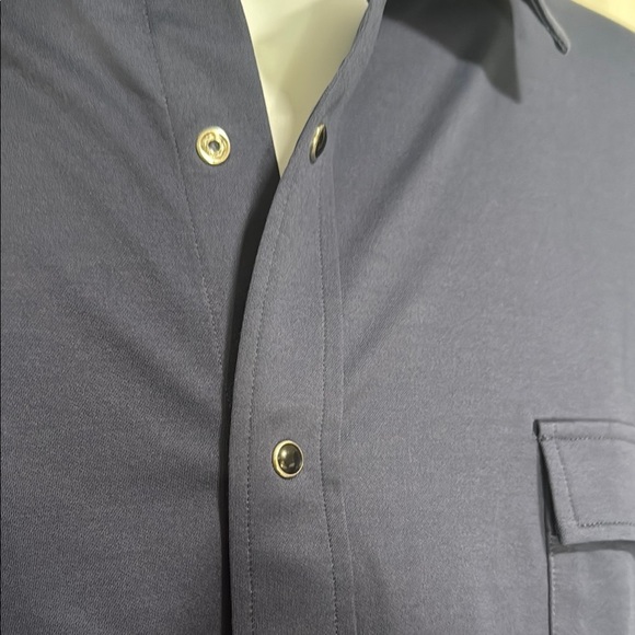 Bugatchi 8-Way Stretch Pearl Snap Shirt Navy XXL - Picture 3 of 11
